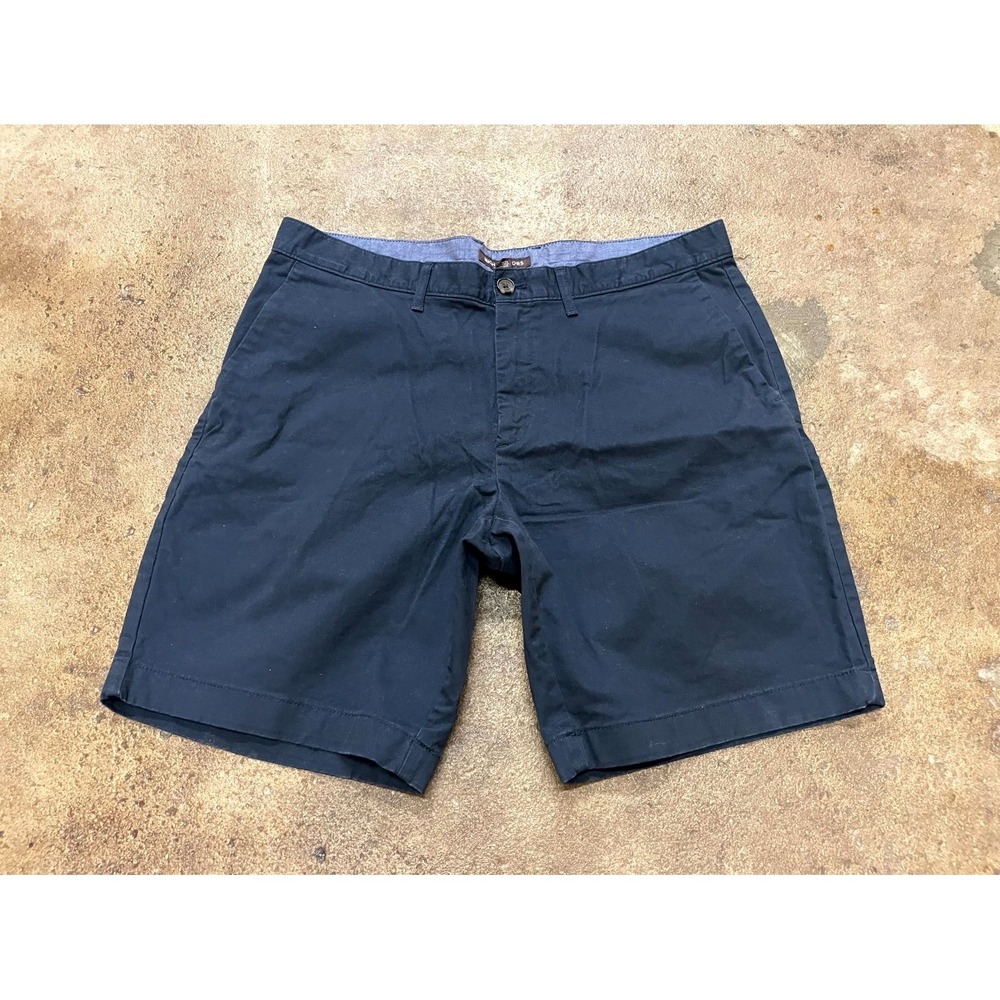 Michael Kors Chino Shorts Mens 34 Blue Cotton Stretch Flat Front Mid Rise Casual